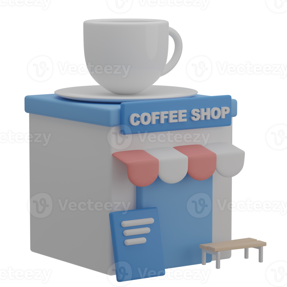 3D Coffee Shop Illustration Icon Render png