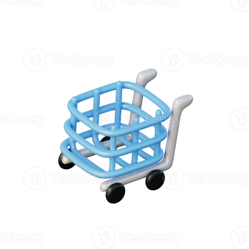 3D Empty Cart Illustration Icon Render png