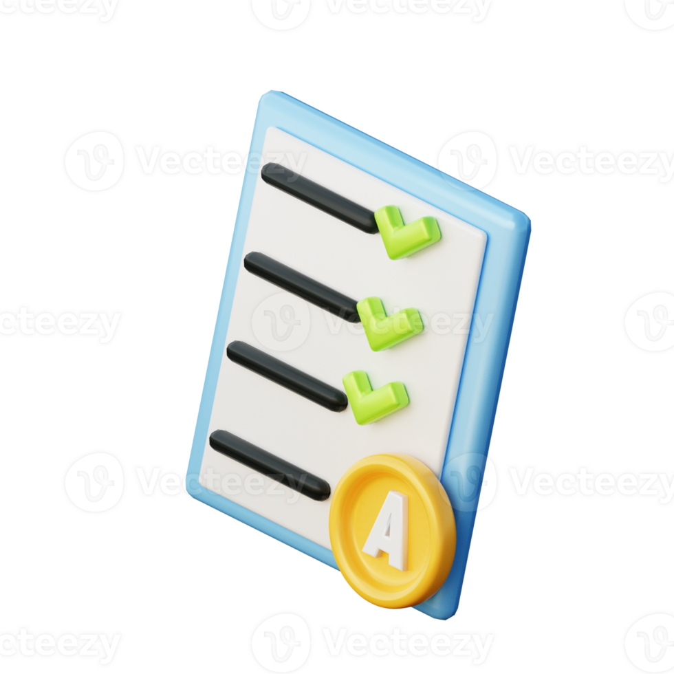 3D Exam Results Illustration Icon Render png