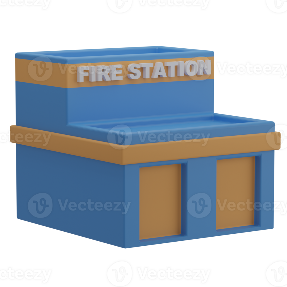 3D Fire Station Illustration Icon Render png