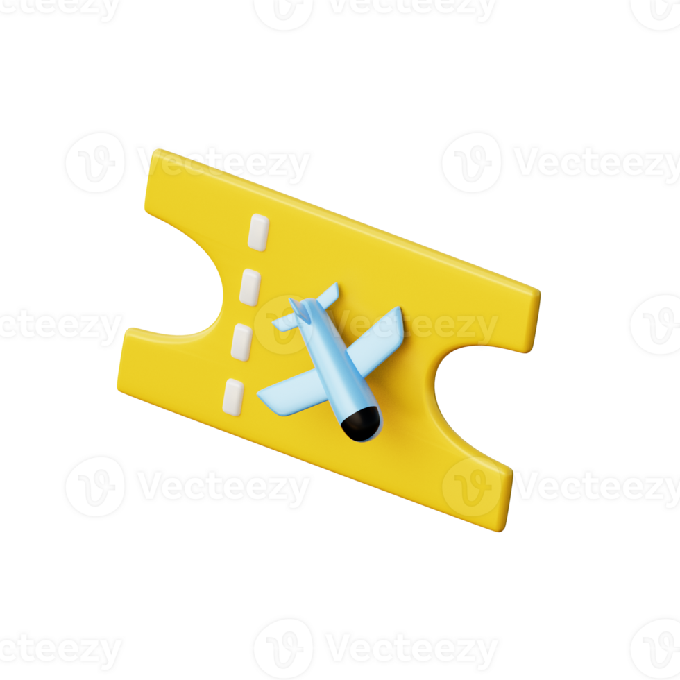 3D Flight Ticket Illustration Icon Render png