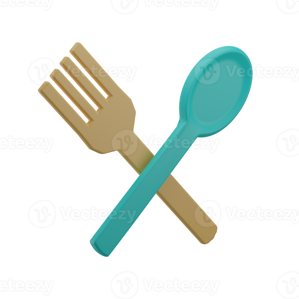 3D Fork Spoon Illustration Icon png
