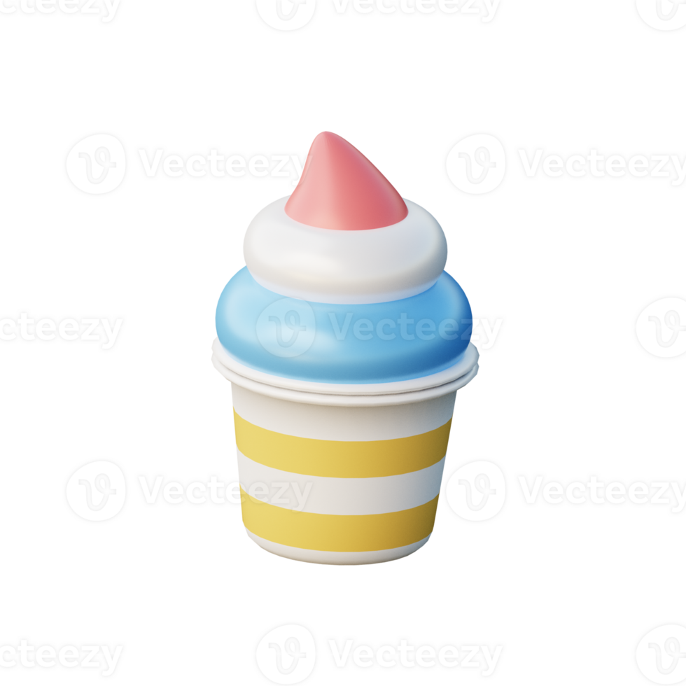 3D Ice Cream Illustration Icon Render png