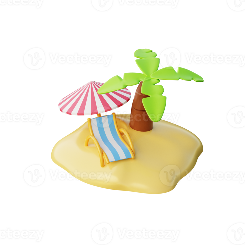 3D Island Illustration Icon Render png