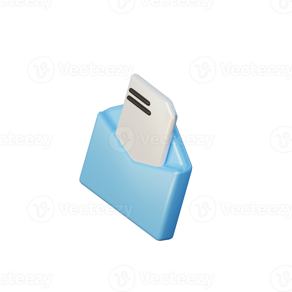 3D Open Mail Illustration Icon Render png