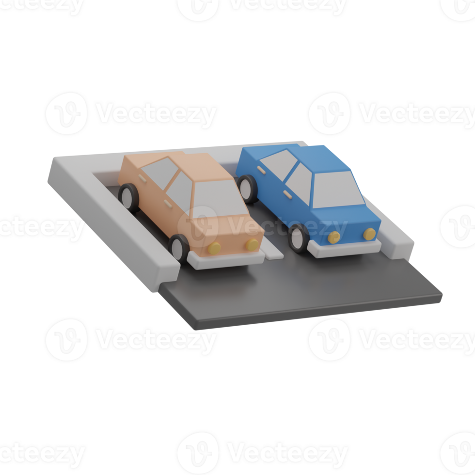 3D Parking Lot Illustration Icon Render png