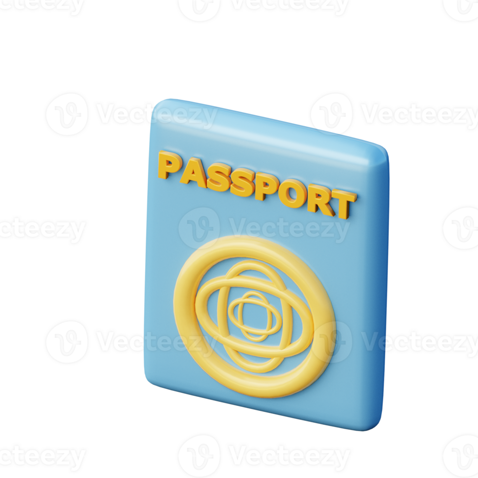 3D Passport Illustration Icon Render png