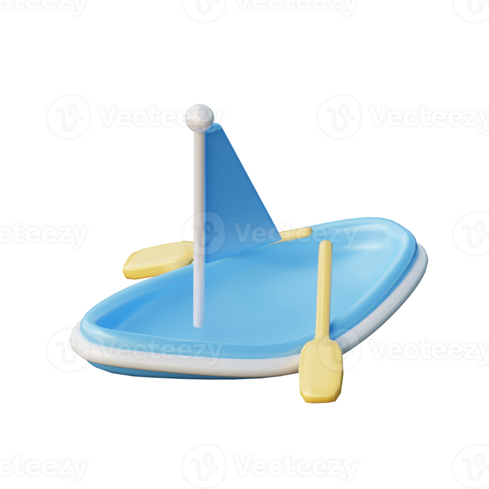 3D Sailboat Illustration Icon Render png