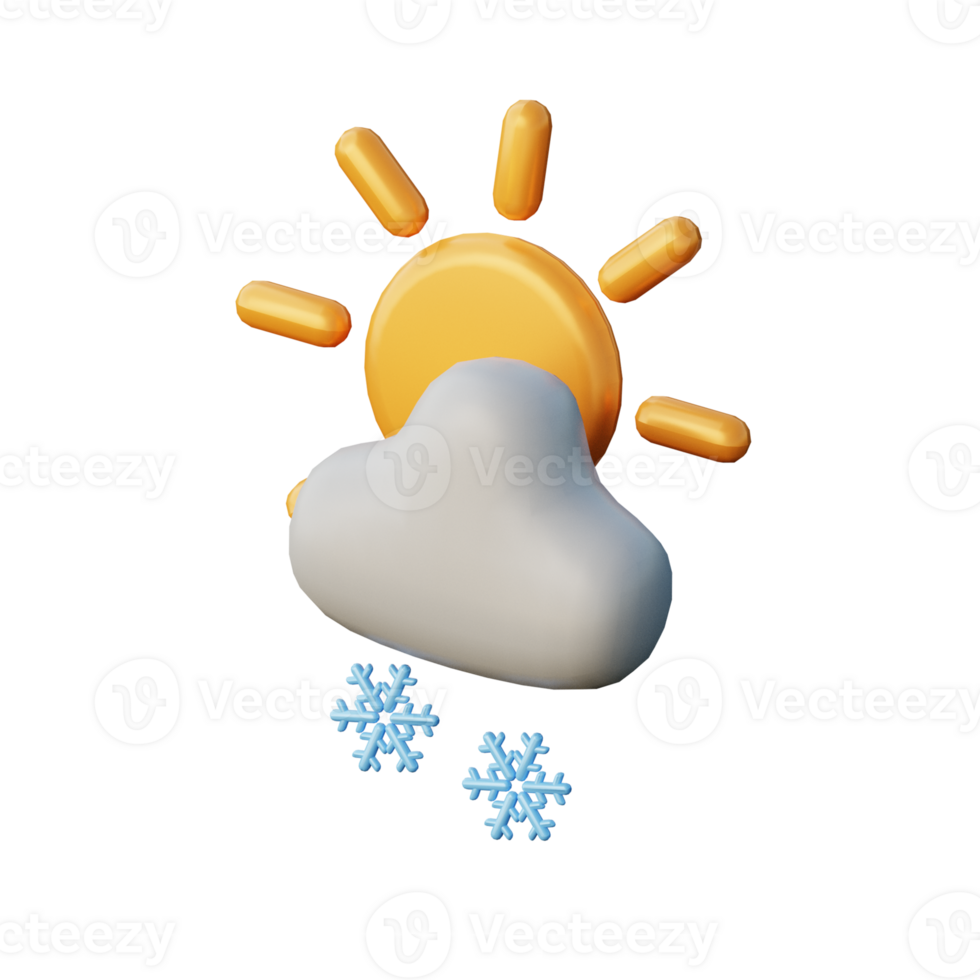 3D Snowy Day Illustration Icon Render png