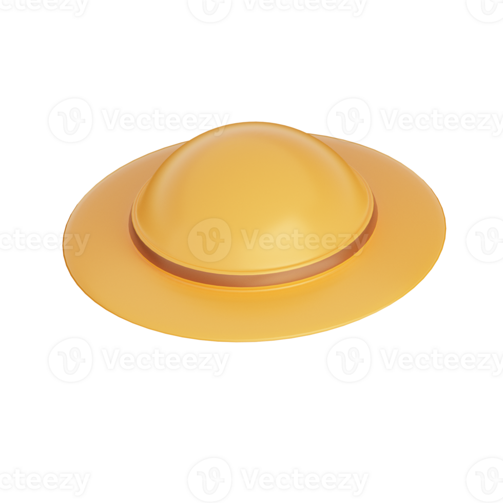 3D Straw Hat Illustration Icon Render png