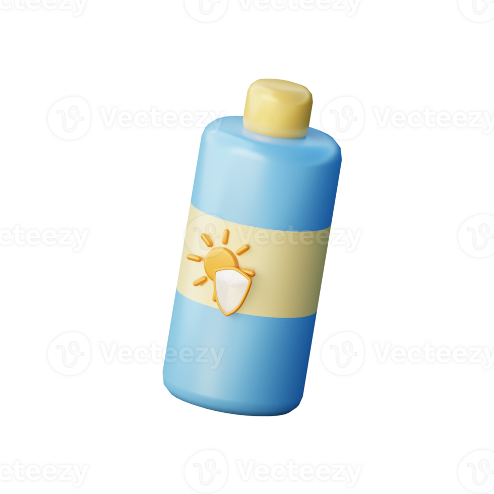 3D Sunscreen Lotion Illustration Icon Render png