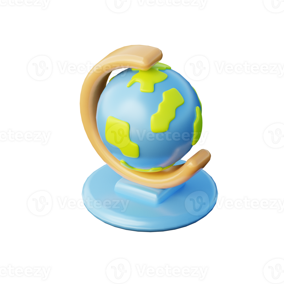 3D Table Globe Illustration Icon Render png
