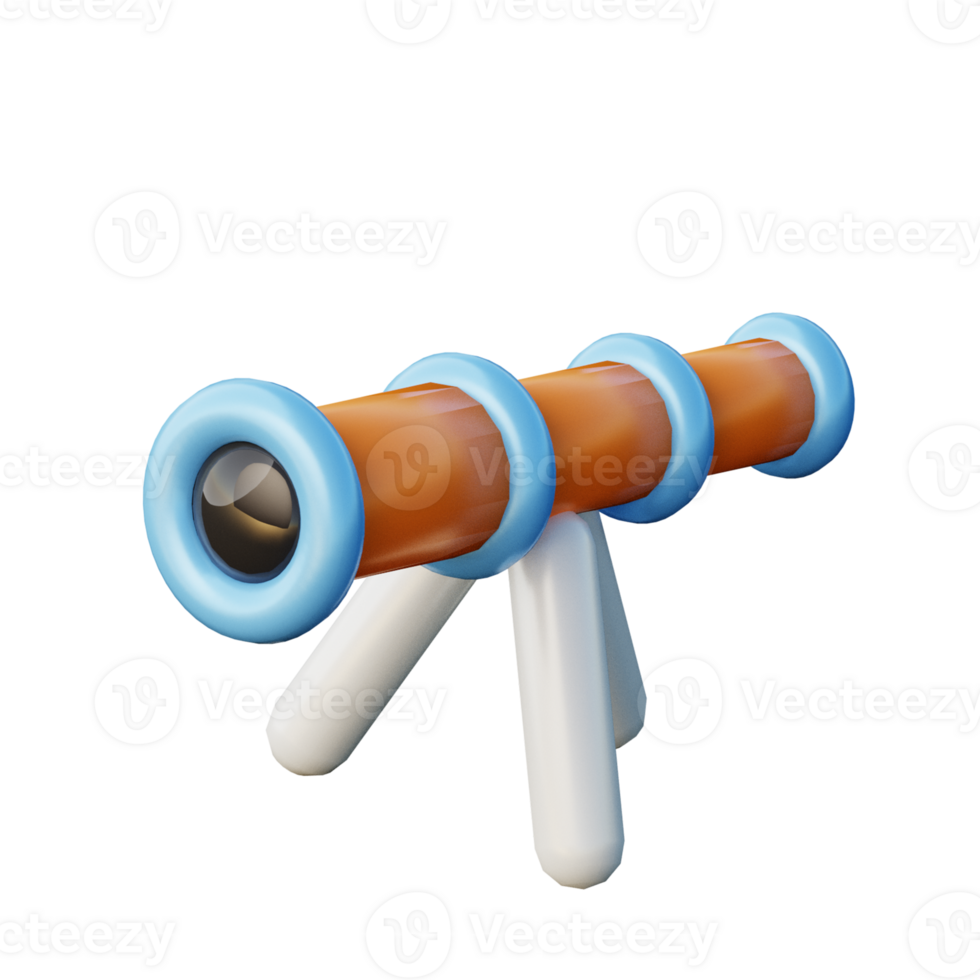 3D Telescope Illustration Icon Render png
