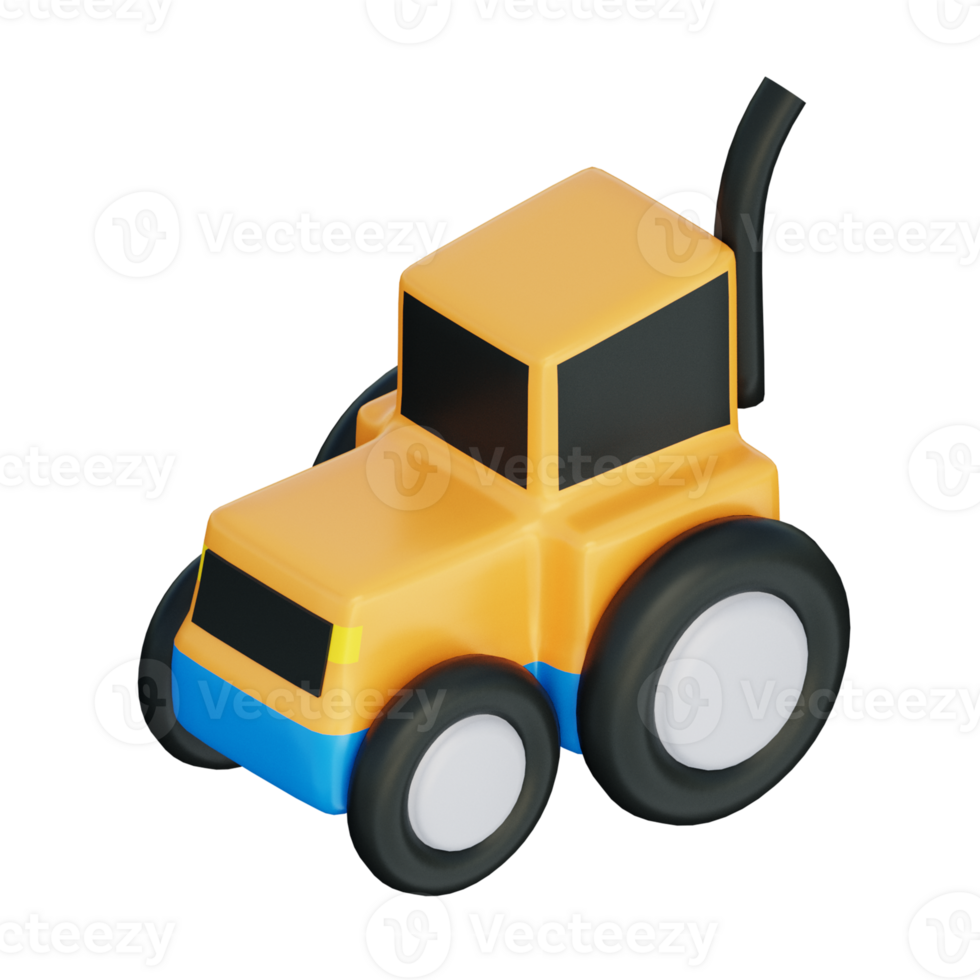 3D Tractor Illustration Icon Render png