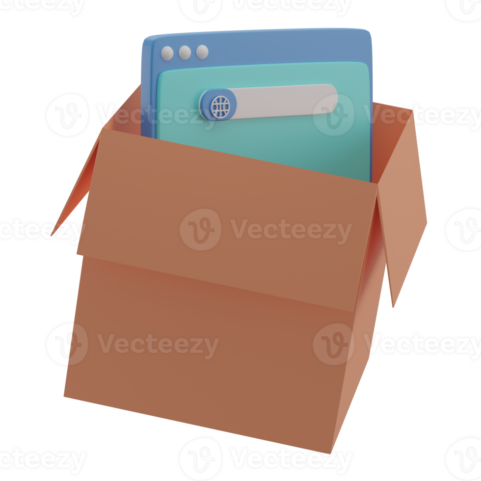 3D Website Packaging Illustration Icon Render png