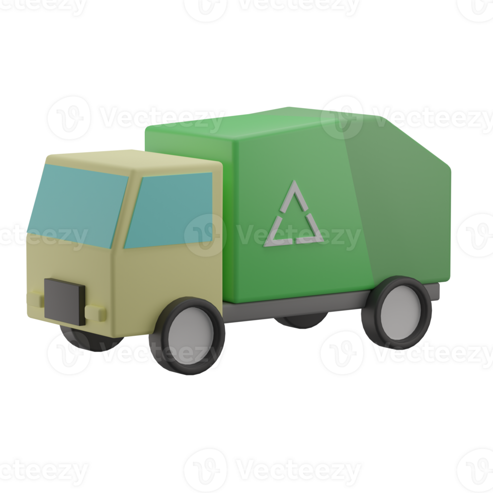 3D Recycle Garbage Truck Icon Render Illustration png