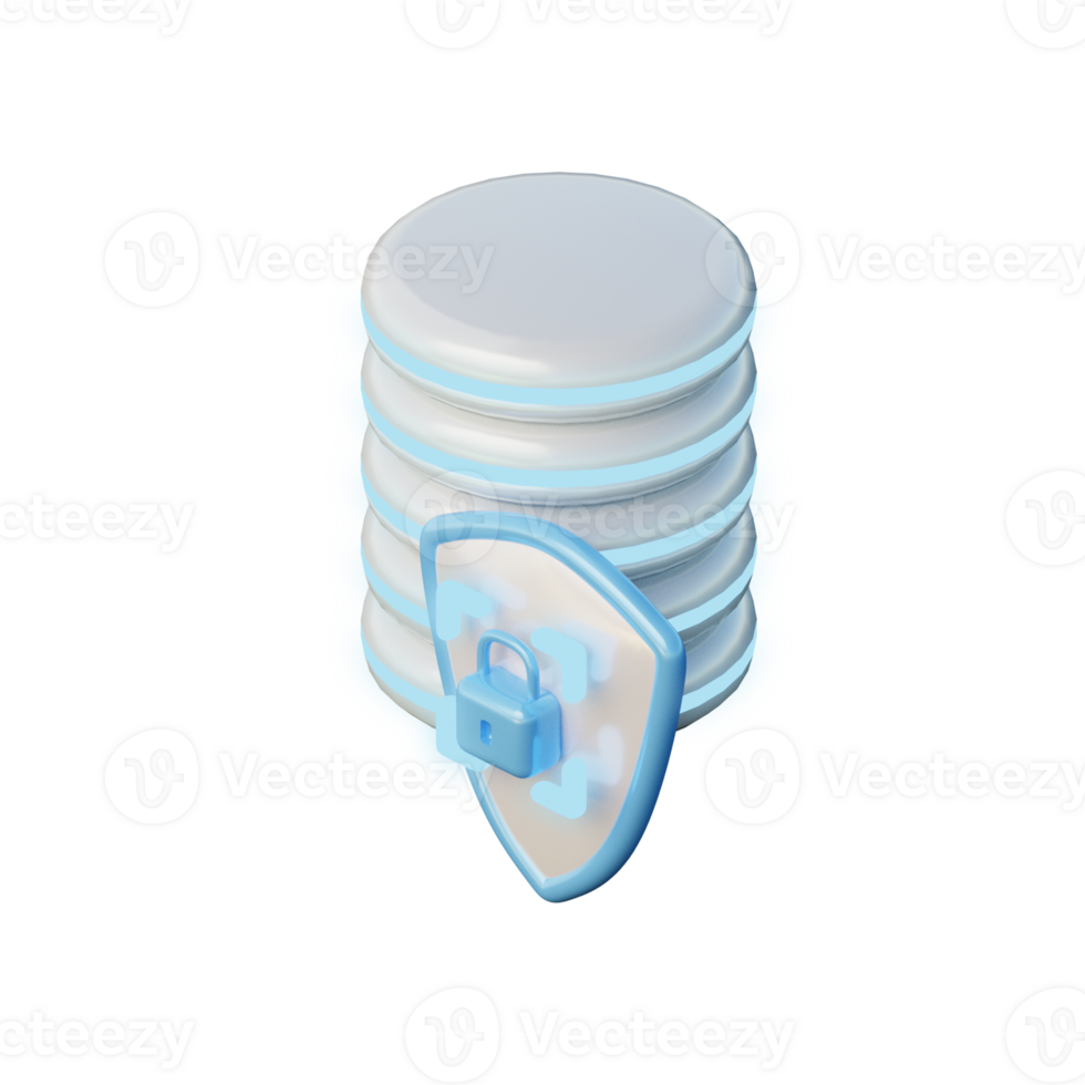 Cute 3D Safe Database Icon Render Illustration png