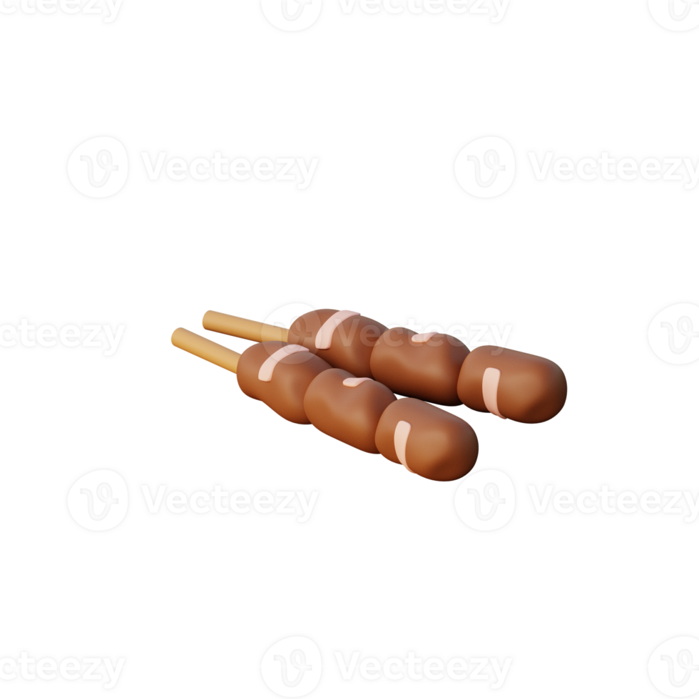 3D Delicious Satay Icon Render Illustration png