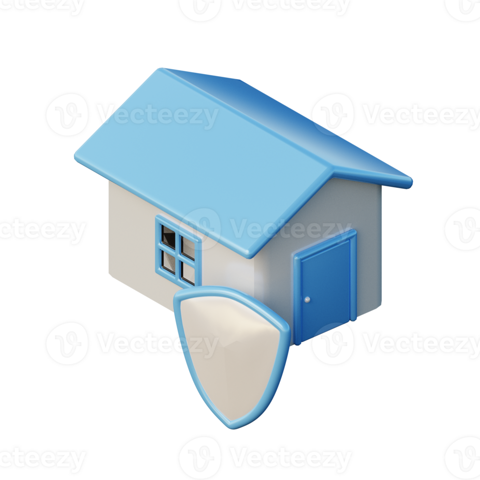Cute 3D Secure Home Icon Render Illustration png