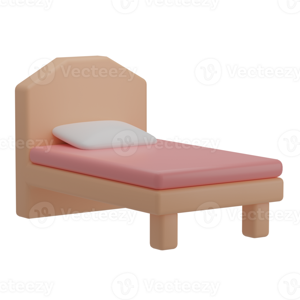 3D Single Bed Icon Render Illustration png