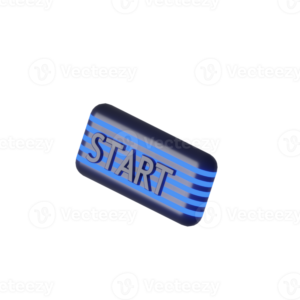 3D Glow Start Game Button Icon Render Illustration png