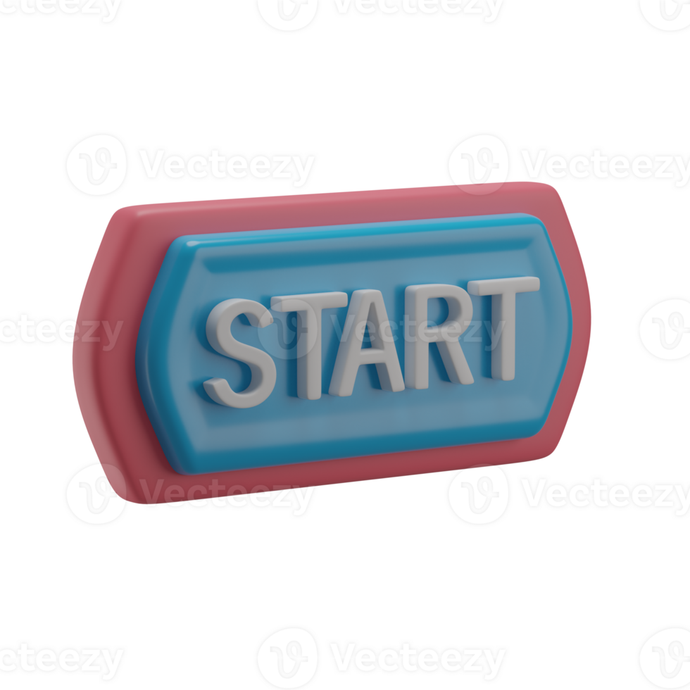 3D Start Game Button Icon Render Illustration png