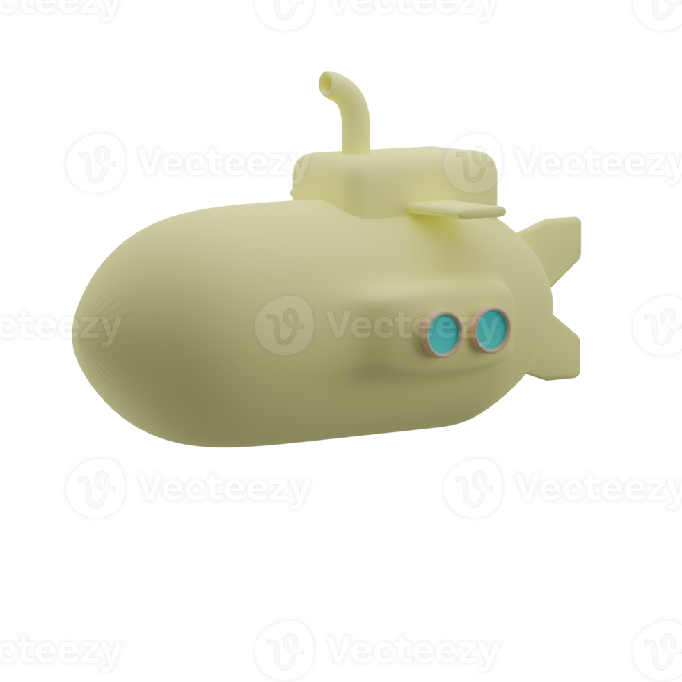 3D Submarine Icon Render Illustration png