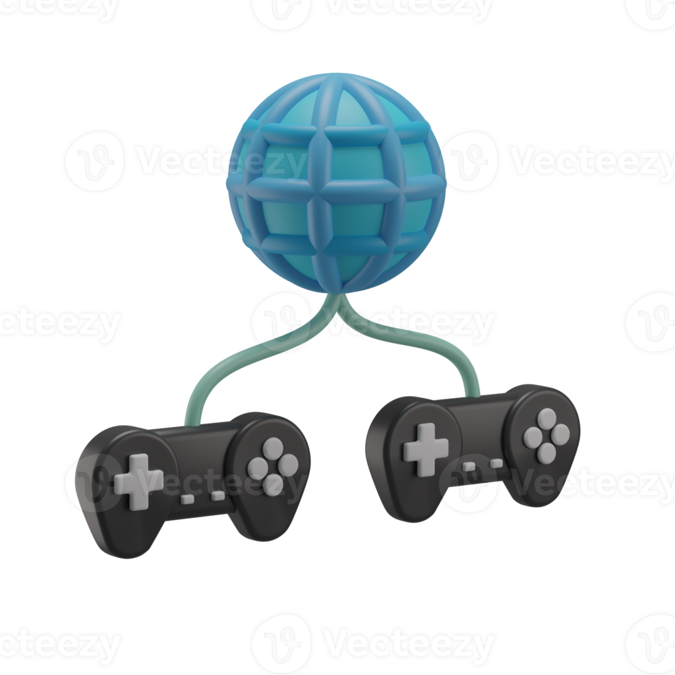 3D Virtual Game With Globe Icon Render Illustration png