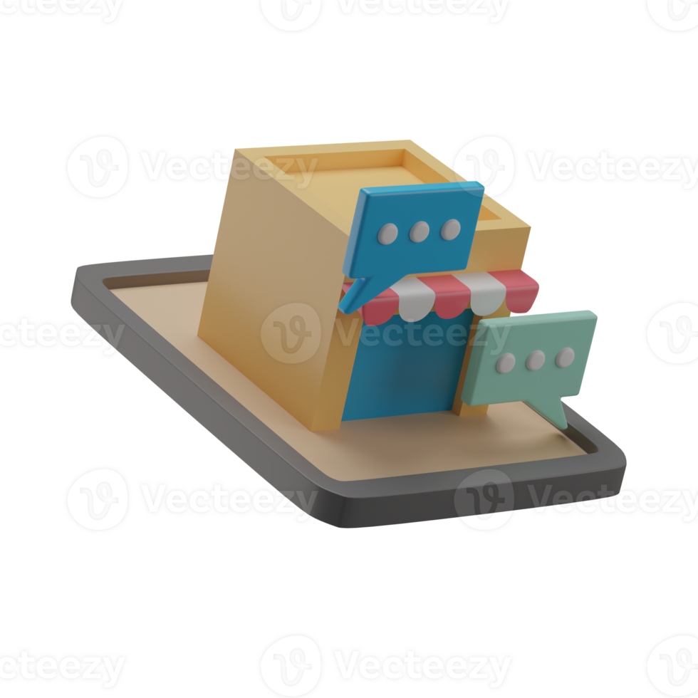 3D Virtual Store Building Icon Render Illustration png