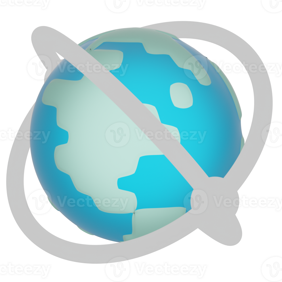 3D Virtual Globe World Icon Render Illustration png