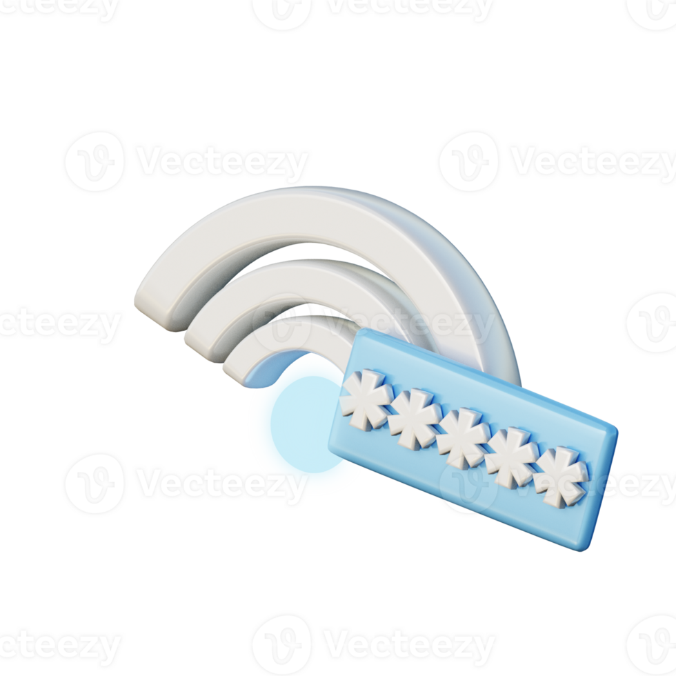 Cute 3D Wifi Password Icon Render Illustration png