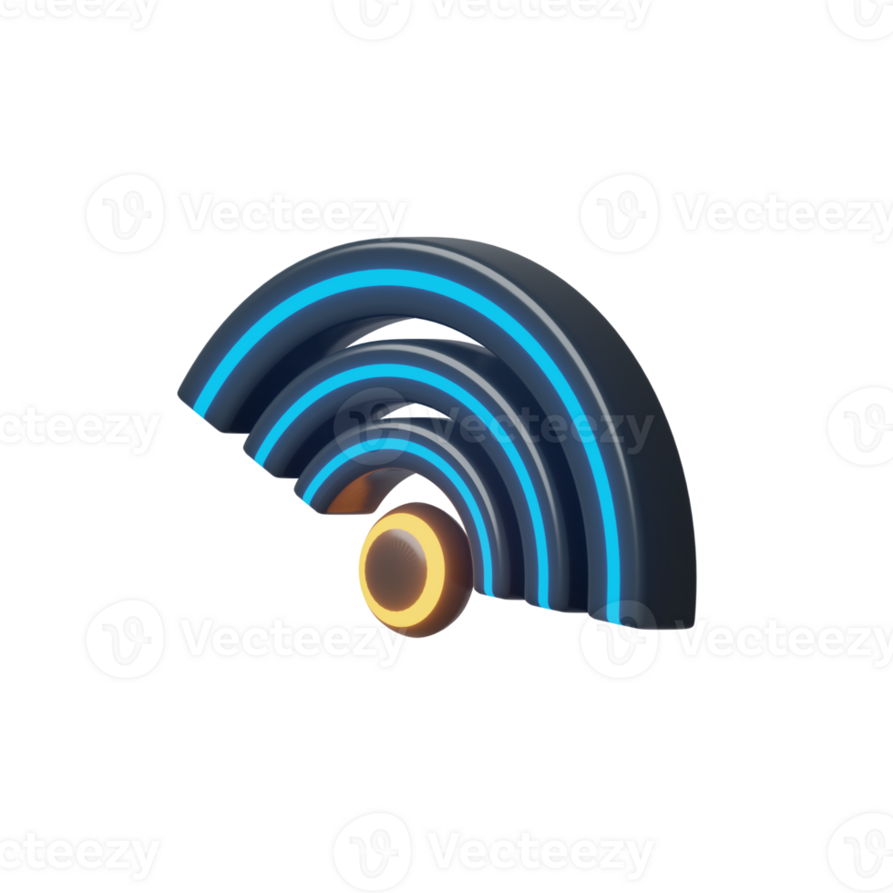 Futuristic 3D Wireless Icon Render Illustration png