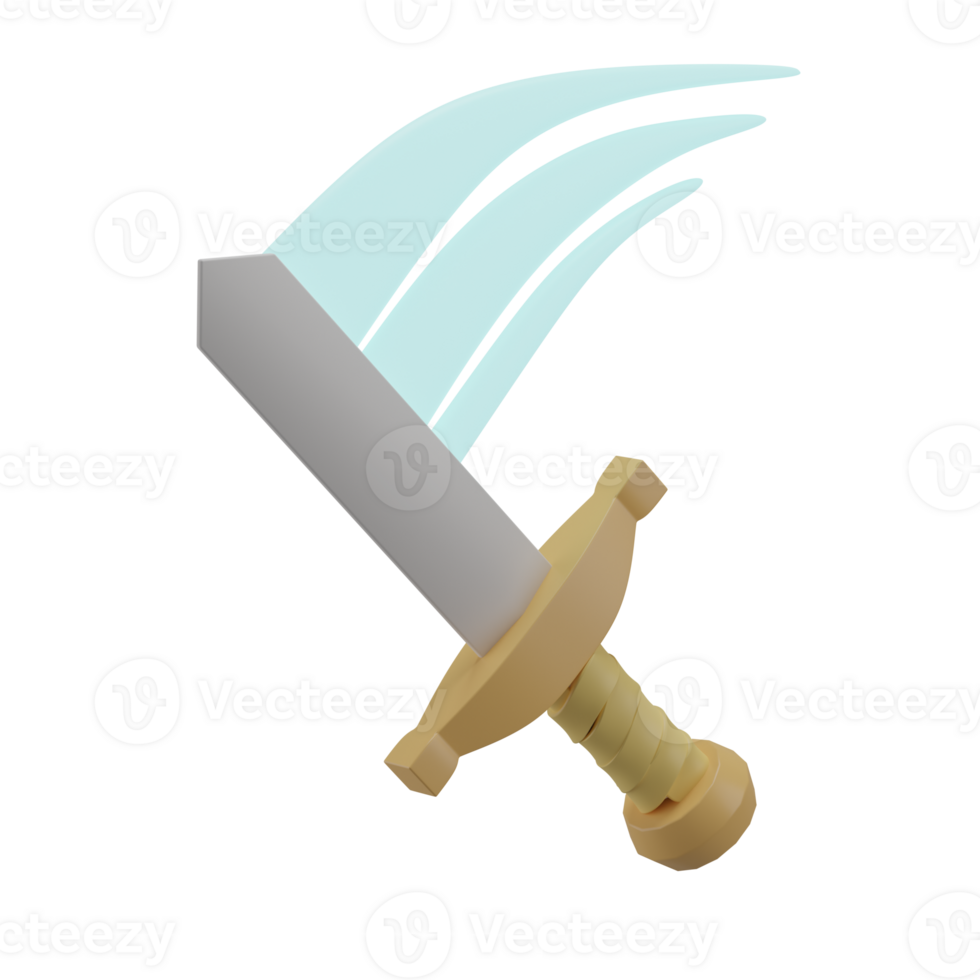 3D Adventure Sword Icon Render Illustration png