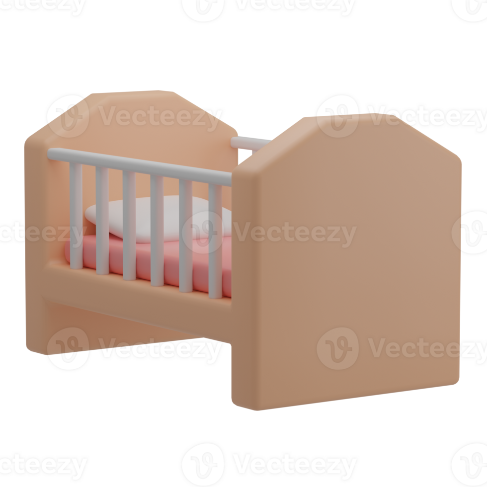 3D Baby Bed Icon Render Illustration png