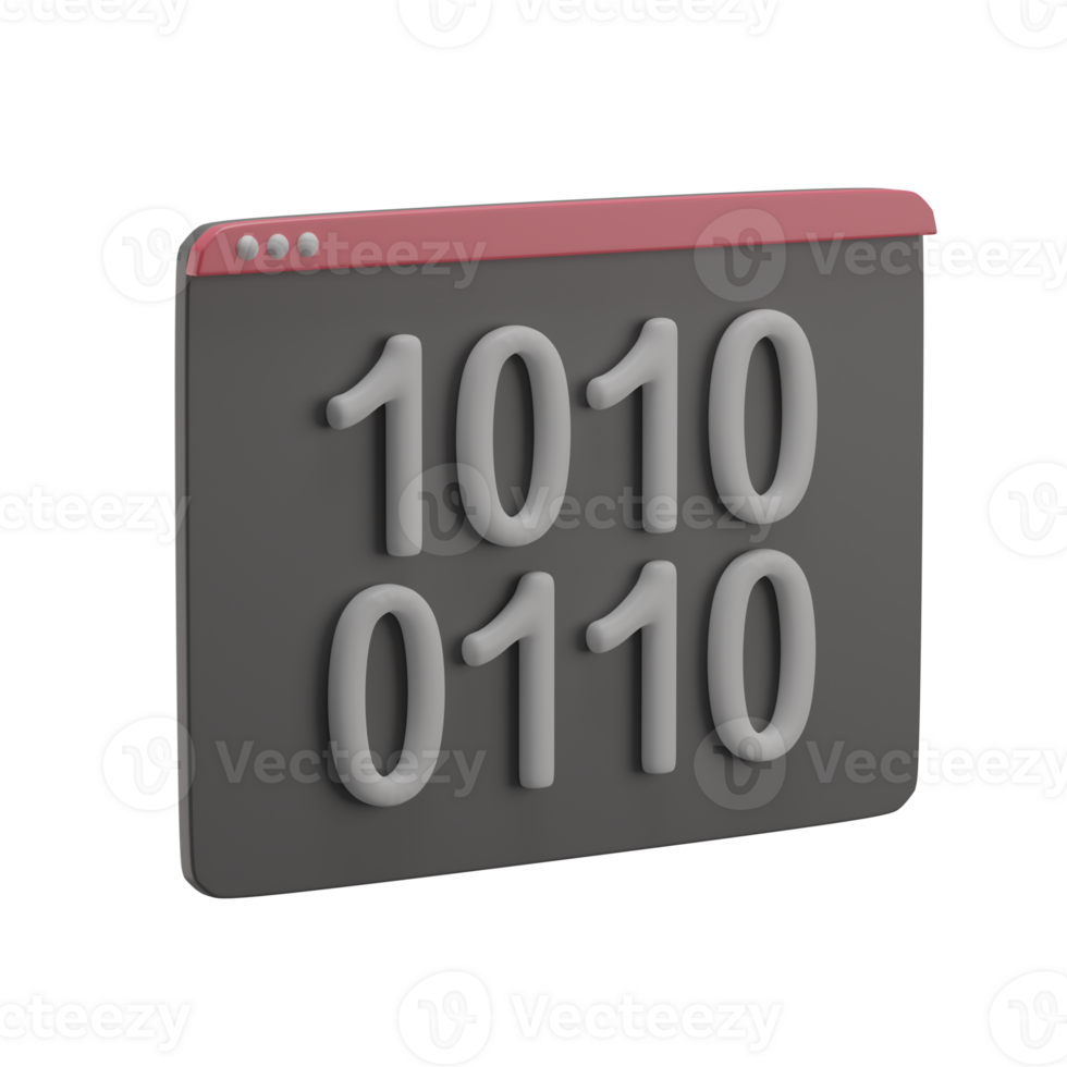 3D Binary Code Icon Render Illustration png