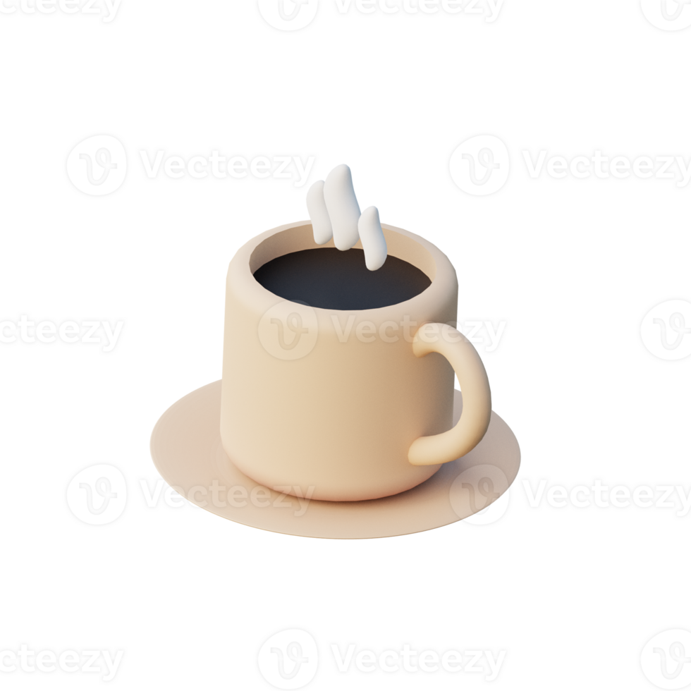 Cute 3D Coffee Icon Render Illustration png