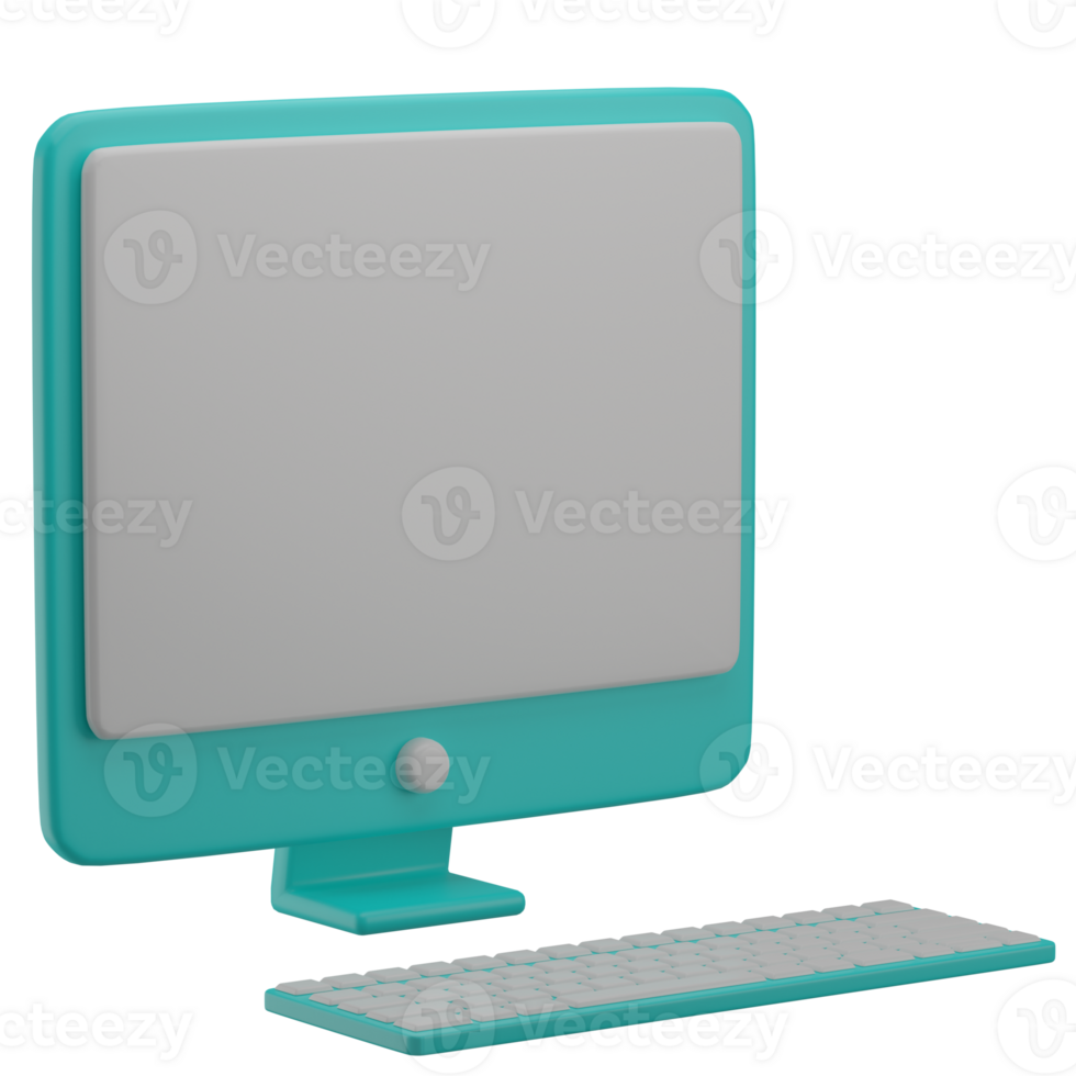 3D Computer And Keyboard Icon Render Illustration png