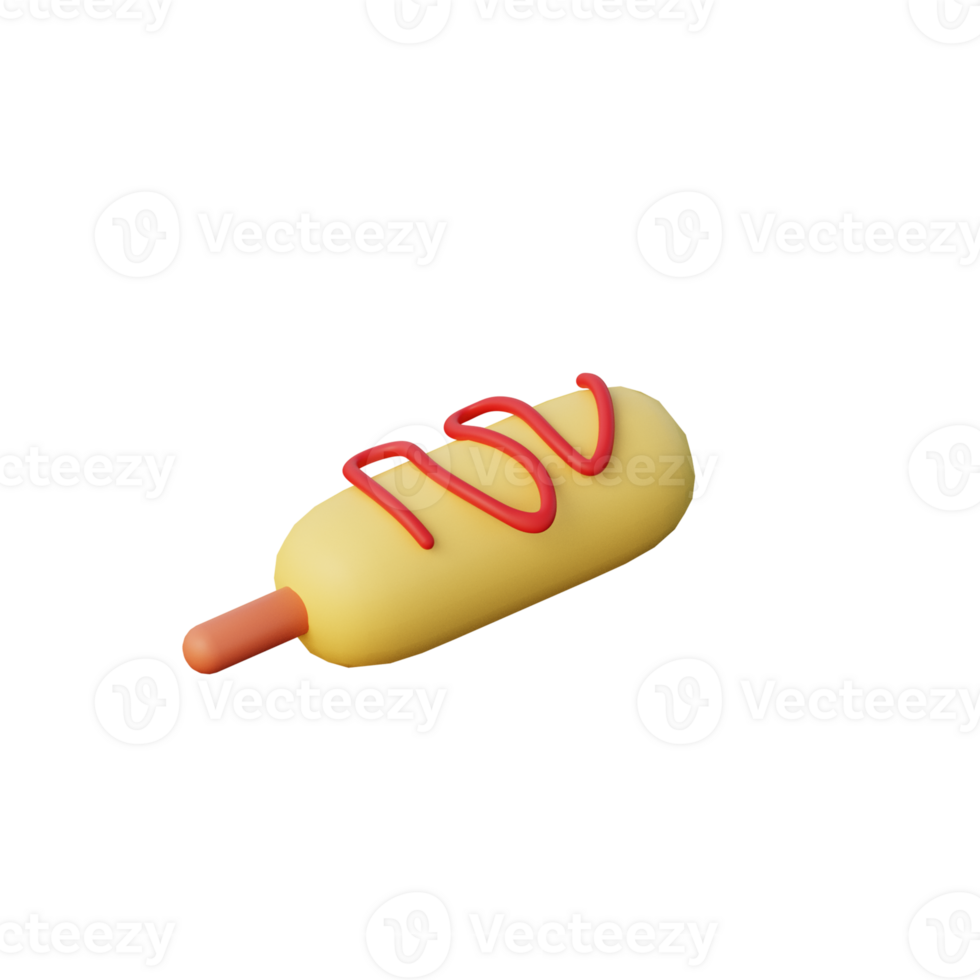 3D Corndog Icon Render Illustration png