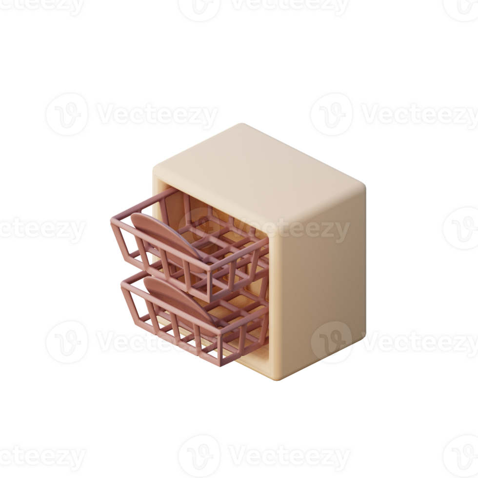 Cute 3D Dishwasher Icon Render Illustration png