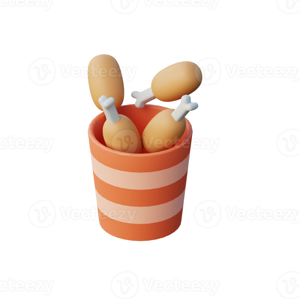 3D Drumstick Bucket Icon Render Illustration png