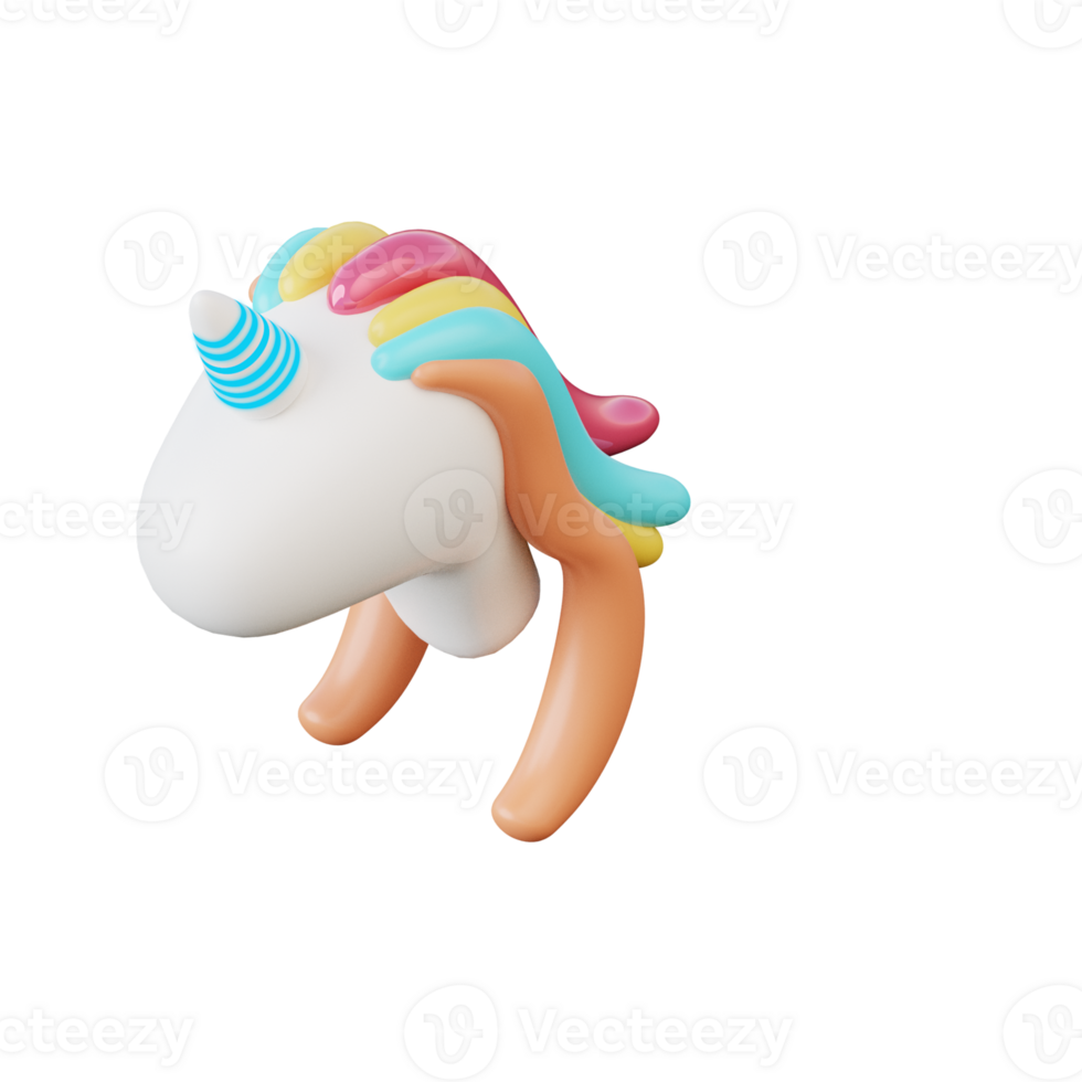 3D Fantasy Unicorn Icon Render Illustration png