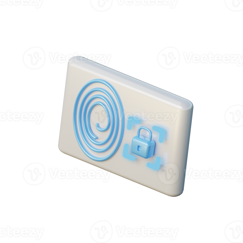 3D Fingerprint Security Icon Render Illustration png