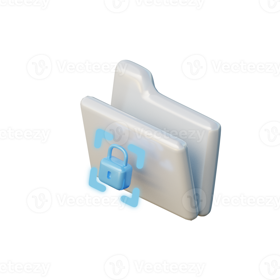 3D Locked Folder Security Icon Render Illustration png