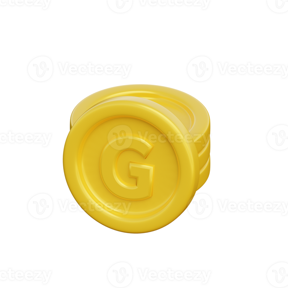 3D Gold Coins Icon Render Illustration png
