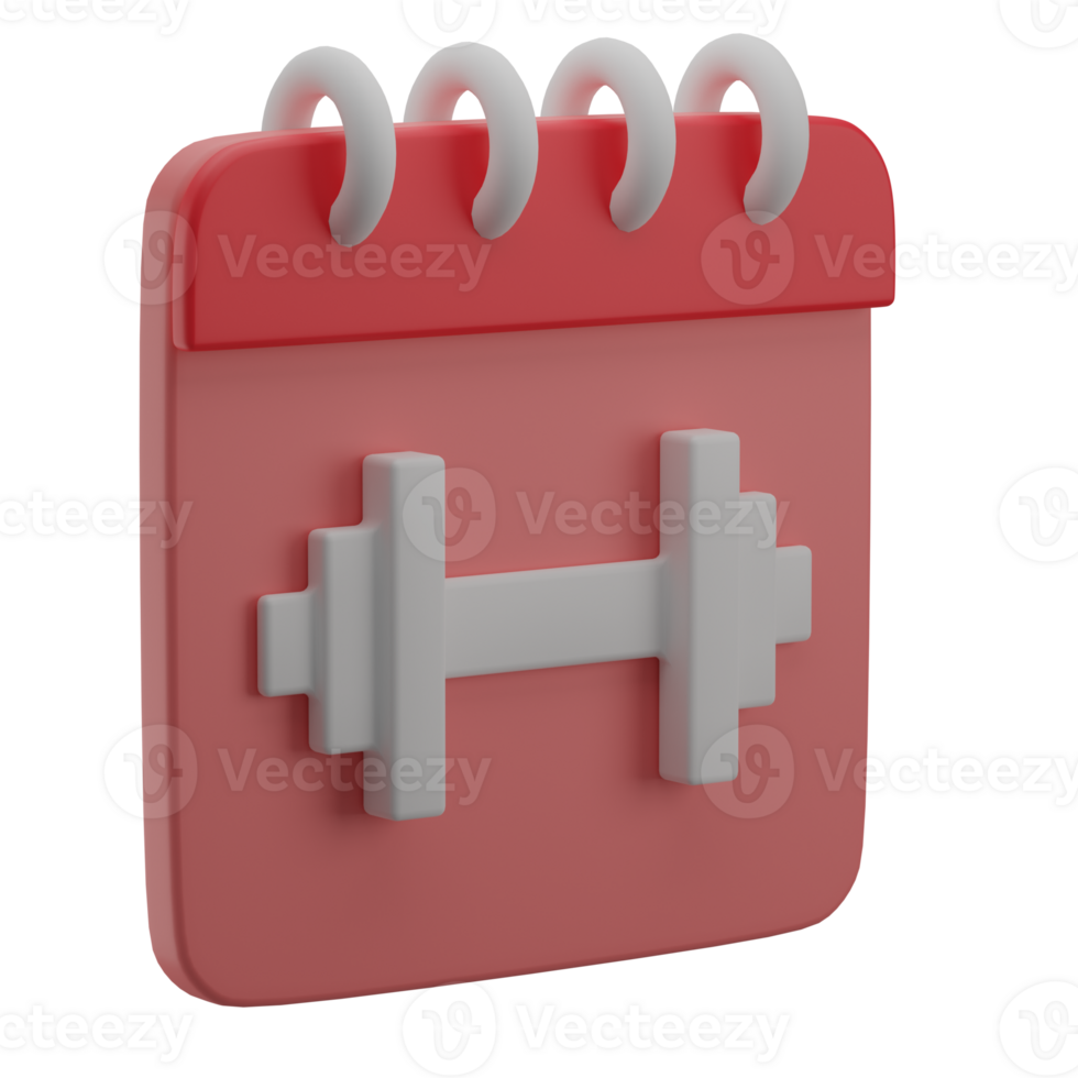 3D Gym Callendar Icon Render Illustration png