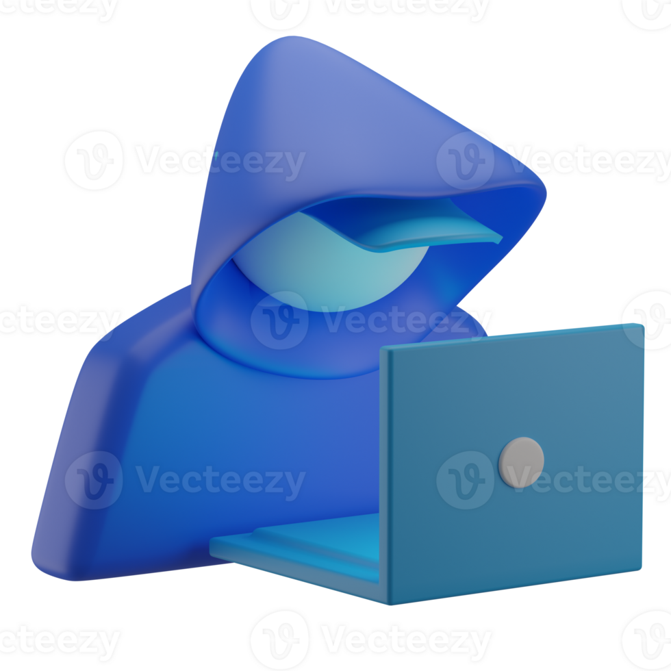 3D Hacker Icon Render Illustration png