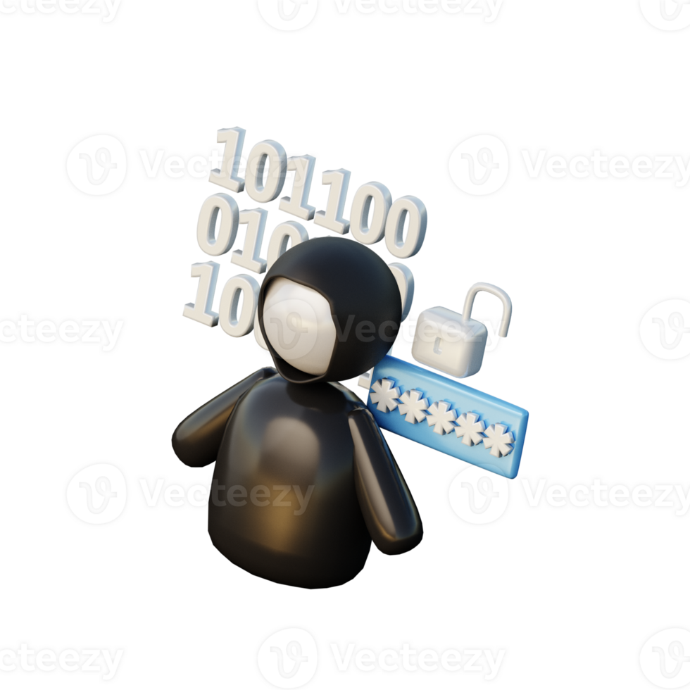 3D Hacker Icon Render png