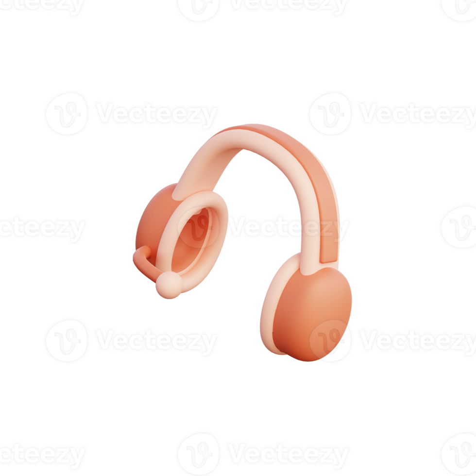 Cute 3D Headphone Icon Render Illustration png