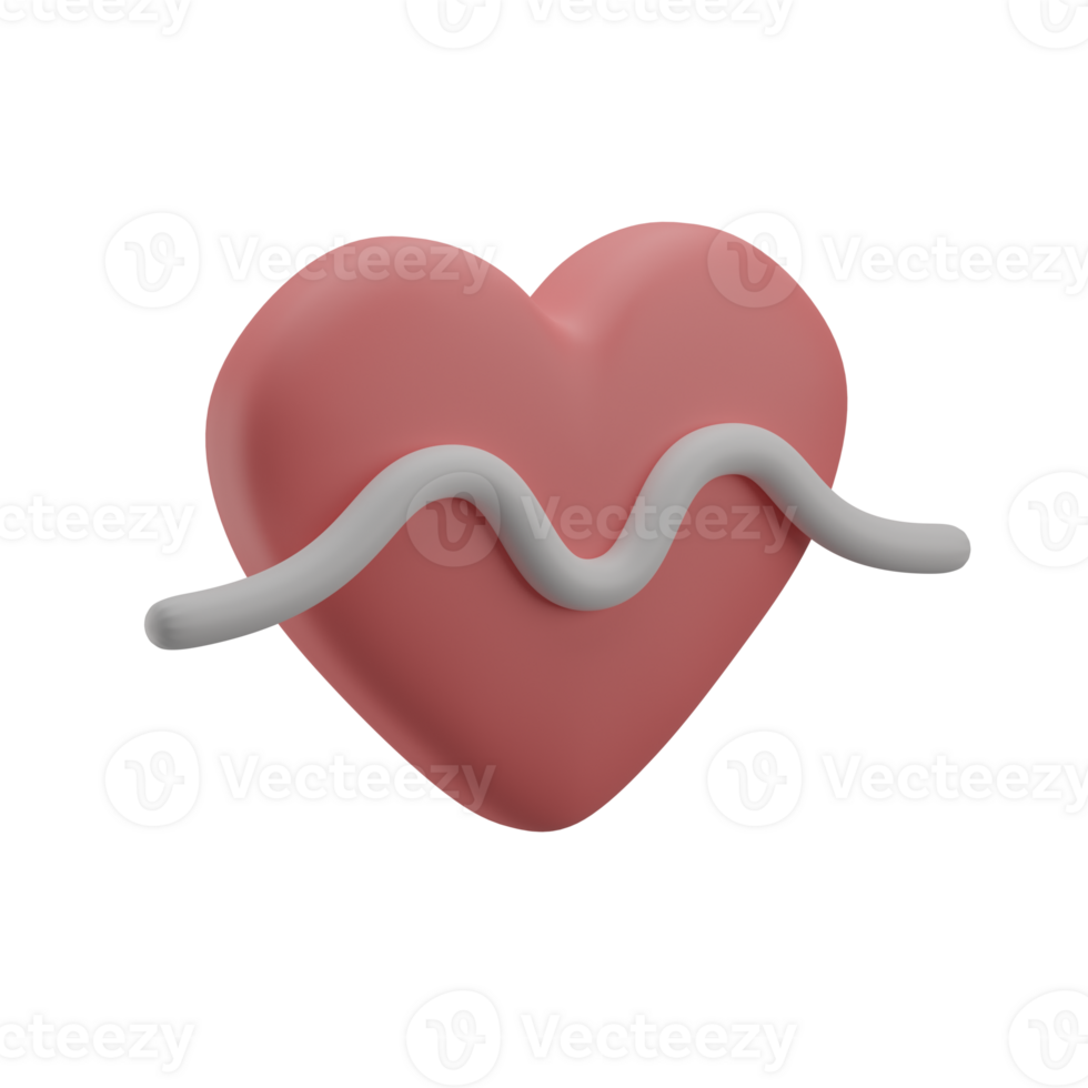 3D Heartbeat Icon Render Illustration png