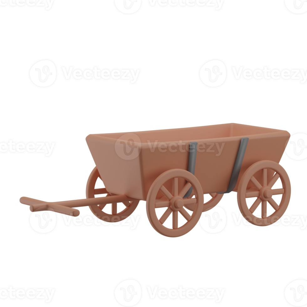 3D Horse Cart Icon Render Illustration png
